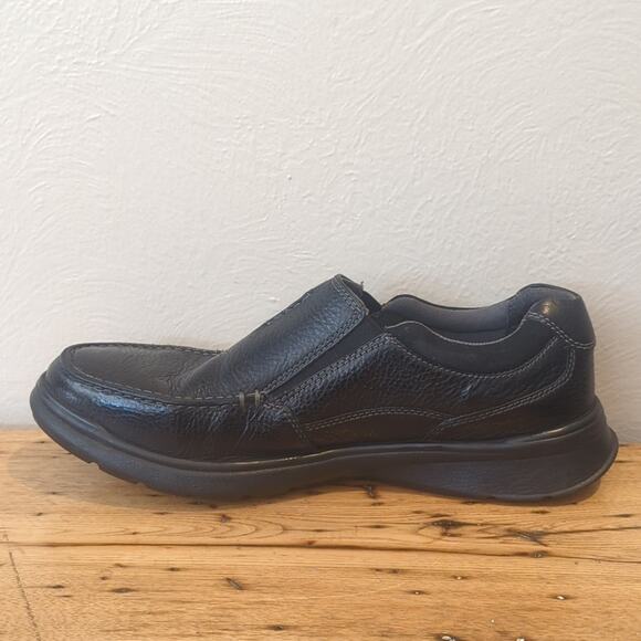 Clarks Collection Cotrell Free Black Oily Leather Pebbled Grain Loafer Men's 11M - Picture 4 of 13